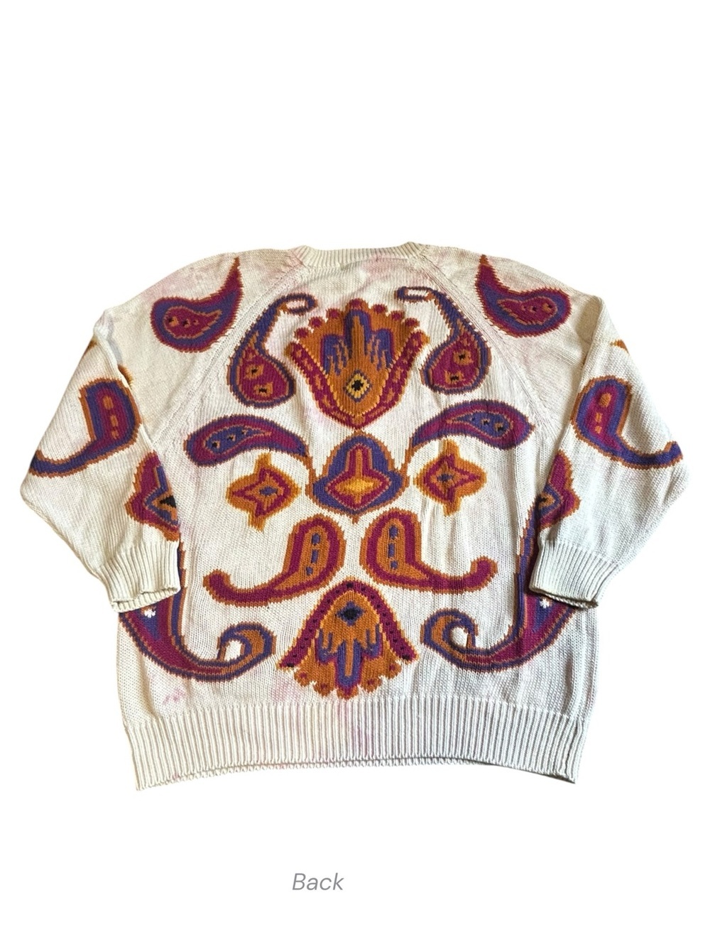 Vintage B. Diffusion Paisley Ramie Cotton Sweater Medium - Picture 2 of 12